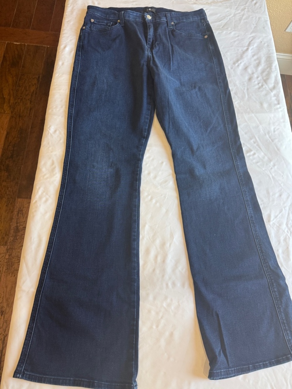 7 For All Mankind Dark Blue Straight Jeans - Picture 4 of 7